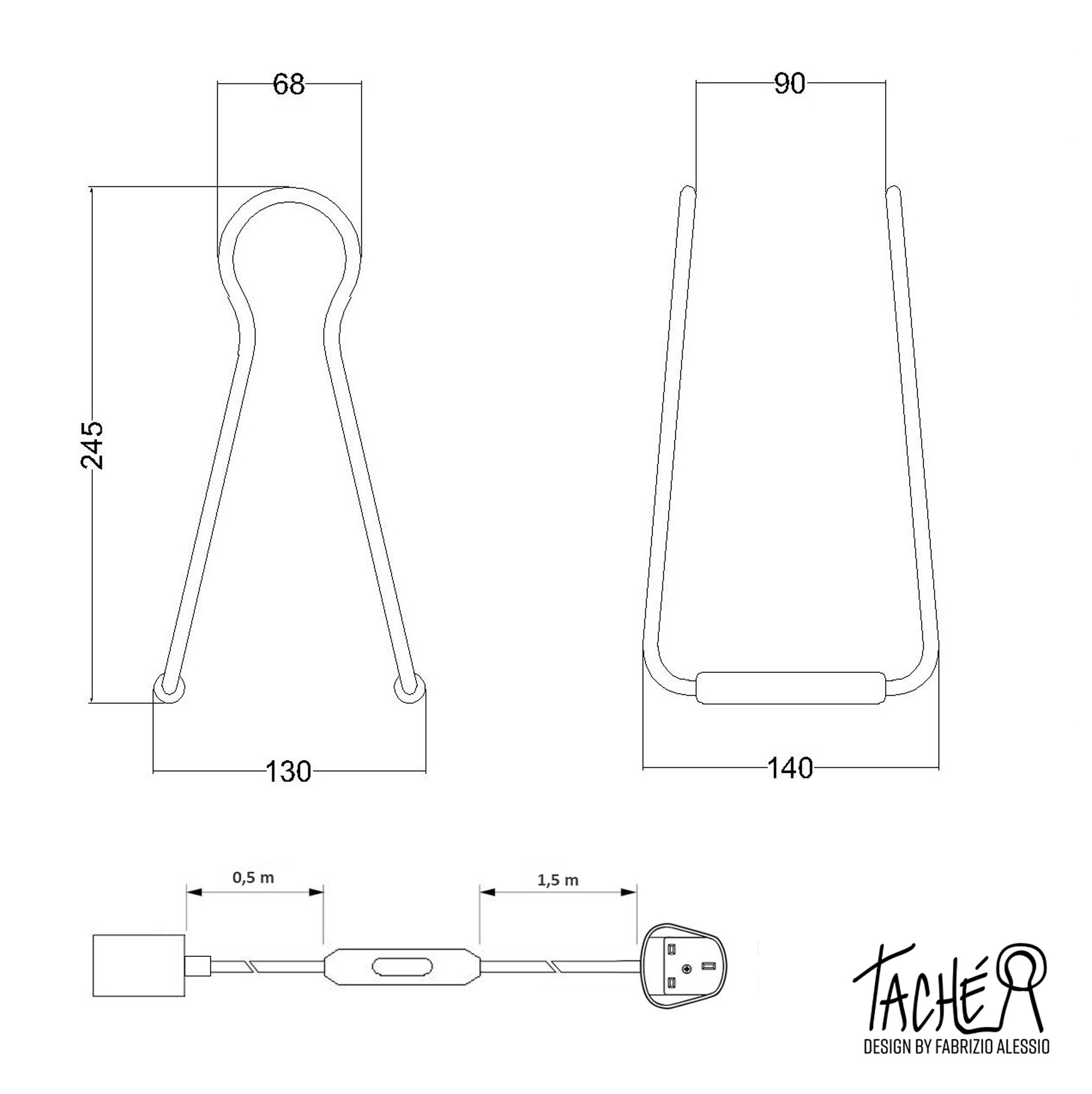 Lampada da tavolo Taché Metal e spina UK - Nero