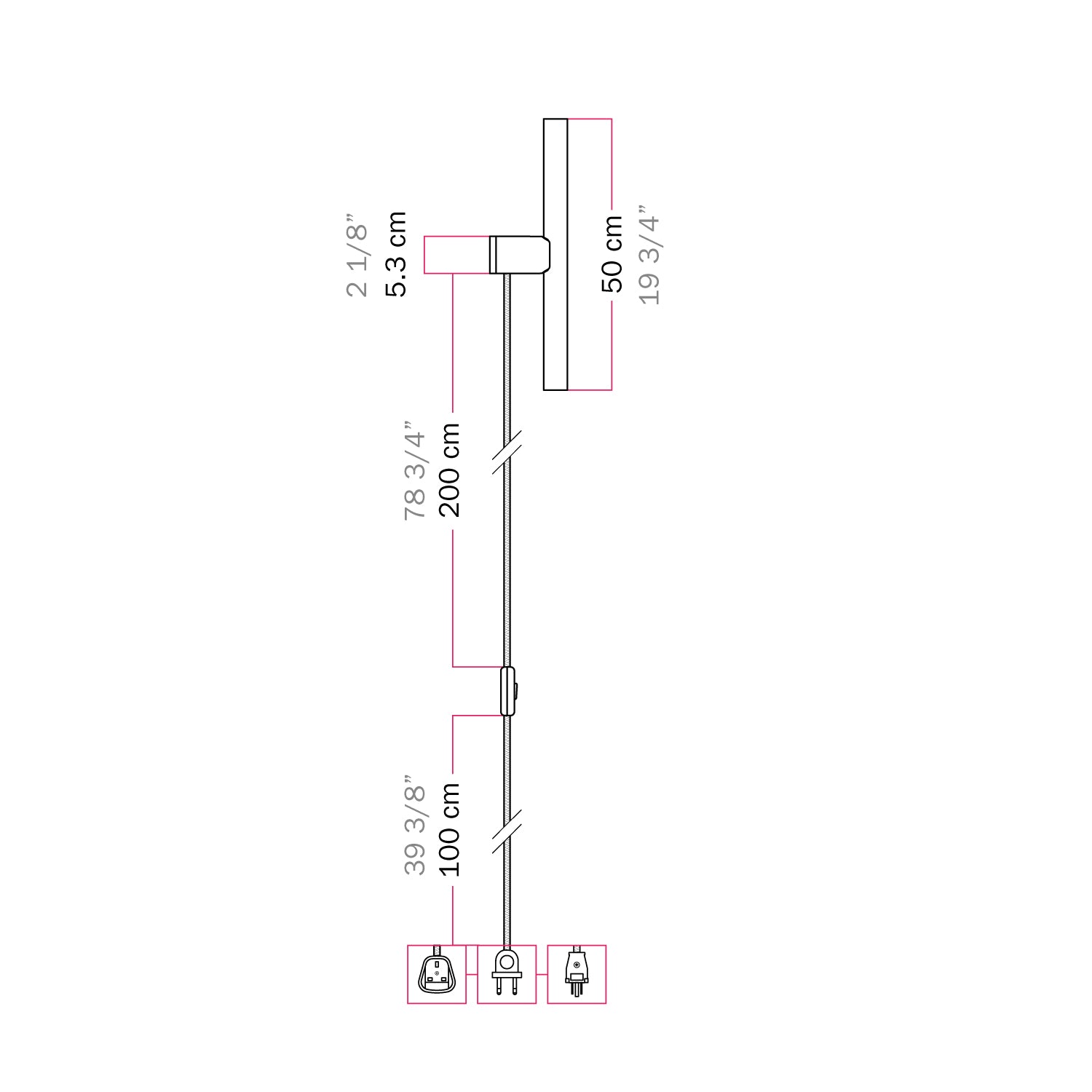 Lampada con spina UK con finitura metallica e lampadina LED lineare S14d - Bronzo satinato