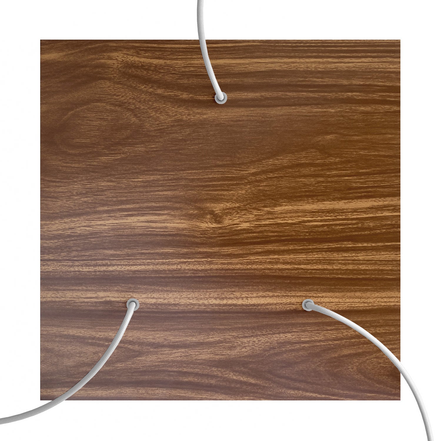 Rosone XXL Rose-One quadrato, 400 mm con 3 fori e 4 fori laterali - Legno Bianco