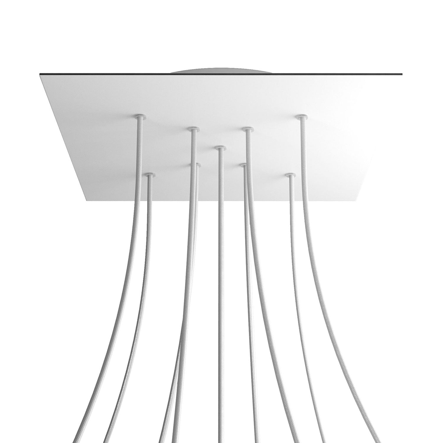 Rosone XXL Rose-One quadrato, 400 mm con 9 fori a X e 4 fori laterali - Bianco opaco Bianco