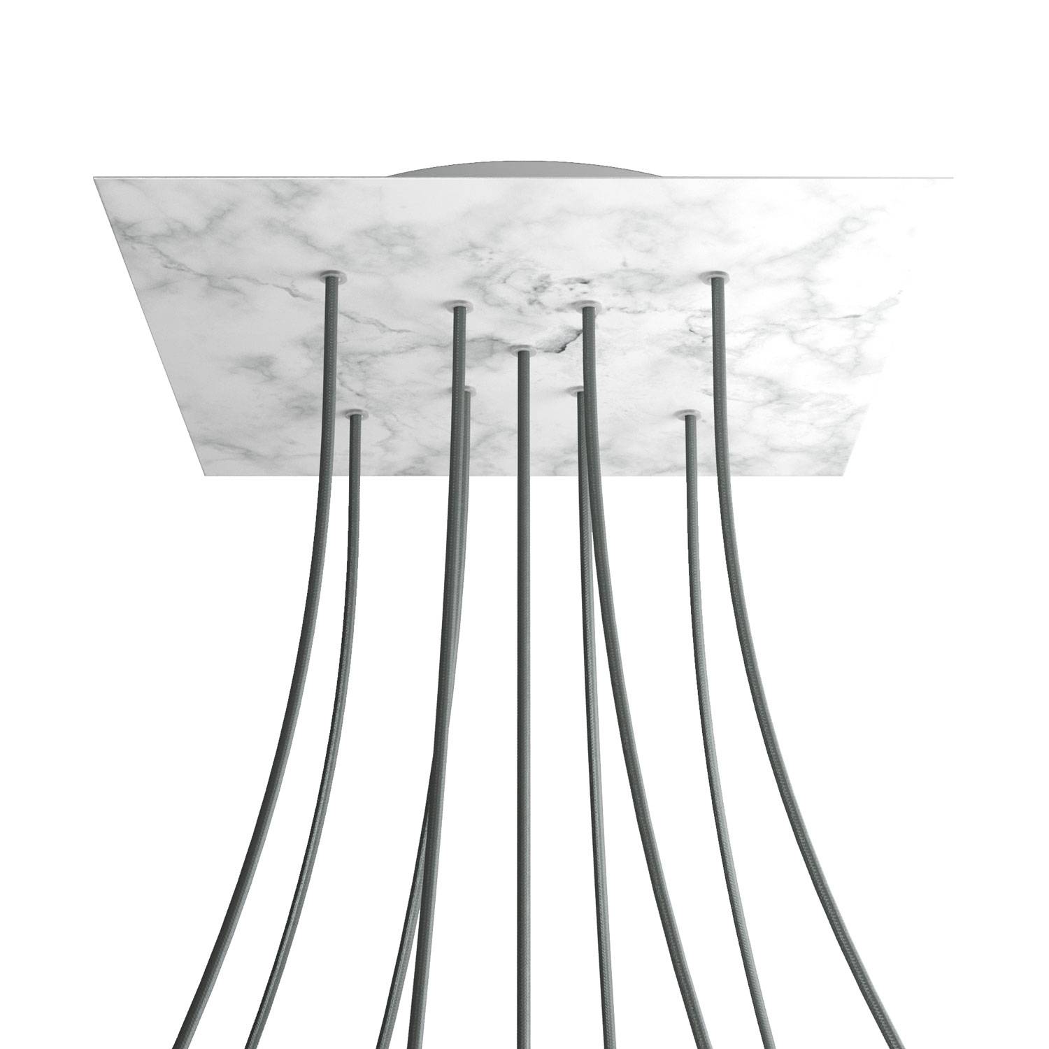 Rosone XXL Rose-One quadrato, 400 mm con 9 fori a X e 4 fori laterali - Marmo Carrara Bianco