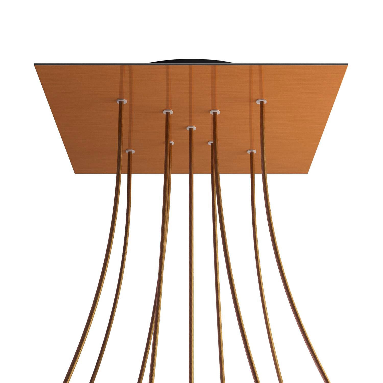 Rosone XXL Rose-One quadrato, 400 mm con 9 fori a X e 4 fori laterali - Dibond Rame satinato Nero