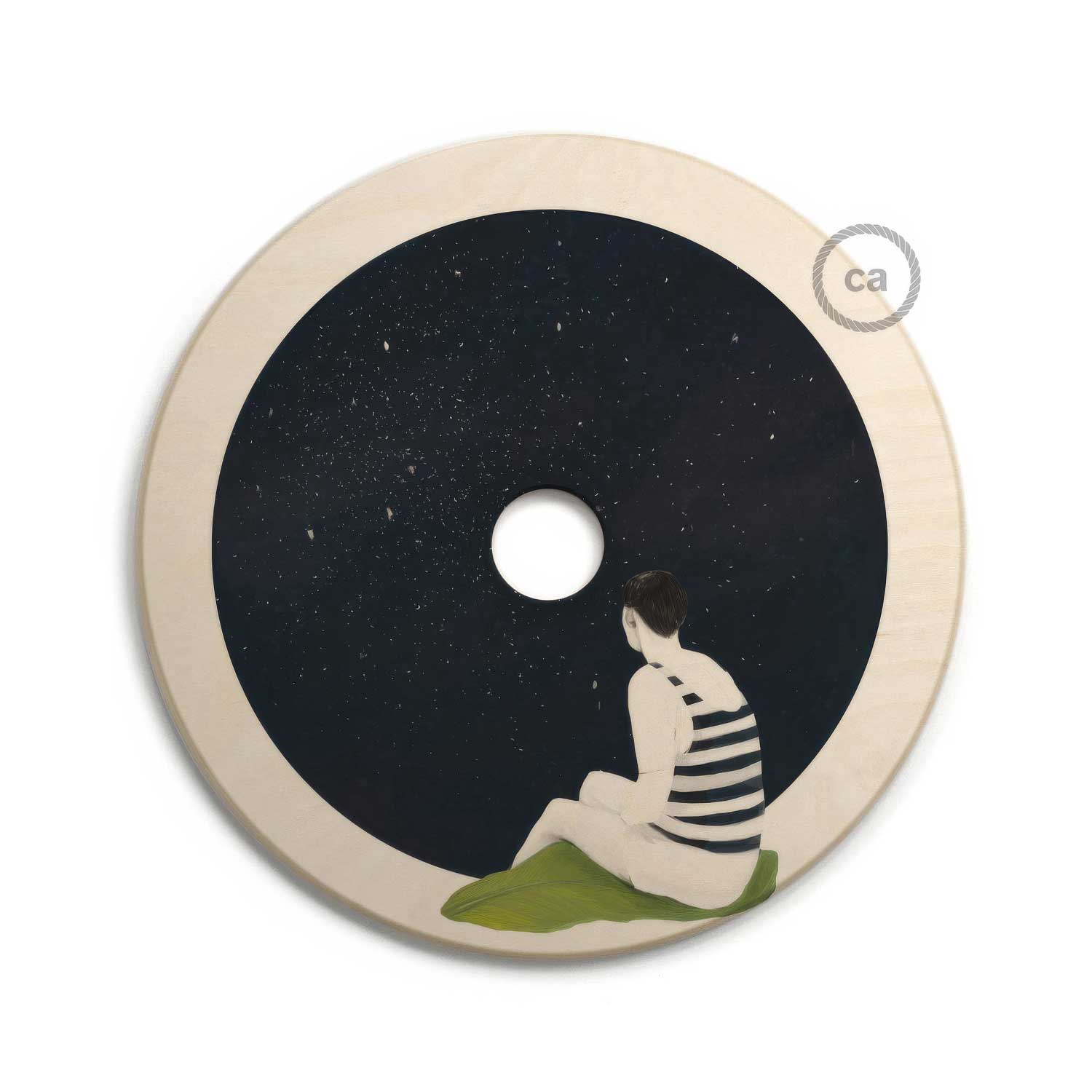 UFO Paralume in legno Special Edition Illustratori Italiani, double face, diametro 33 cm - Chiara Fucà