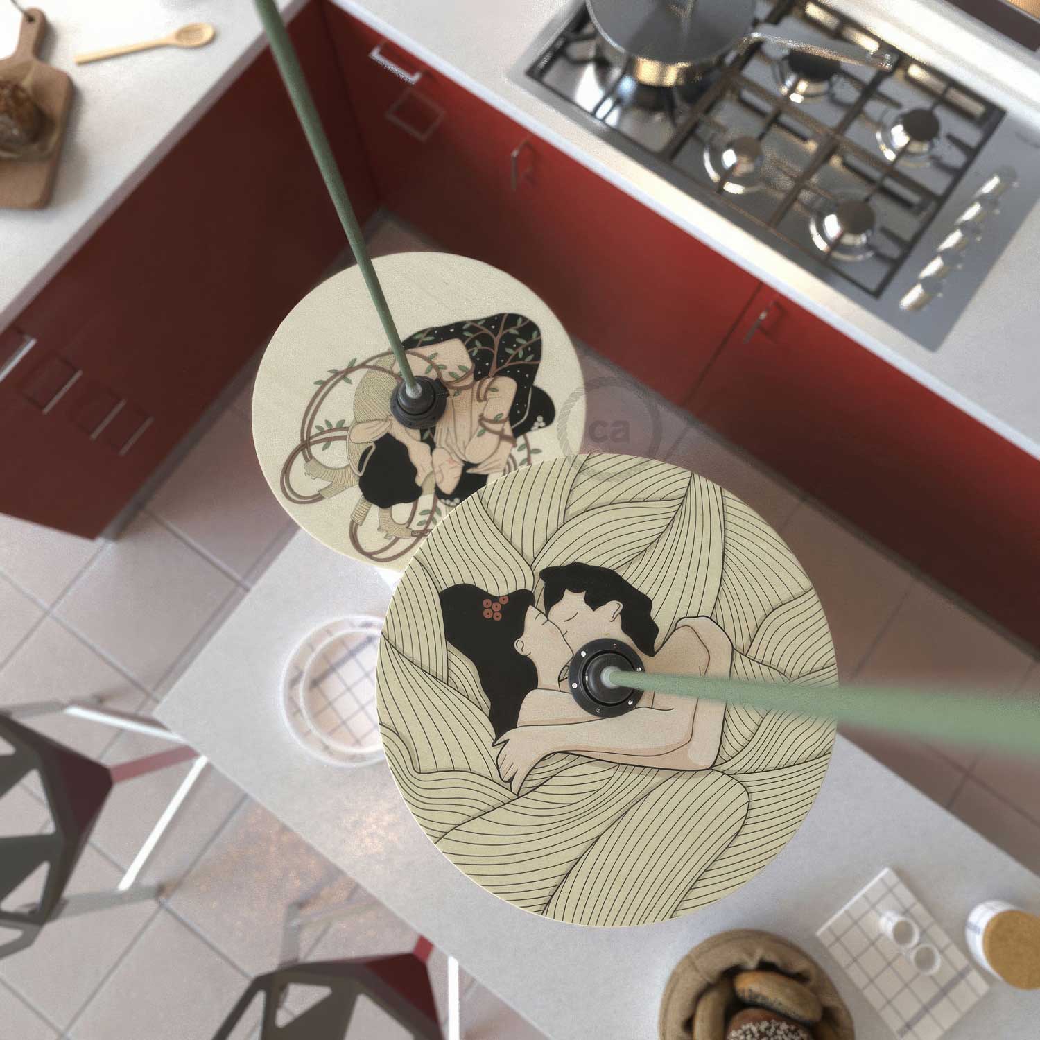 UFO Paralume in legno Special Edition Illustratori Italiani, double face, diametro 33 cm - Carolina Zuniga