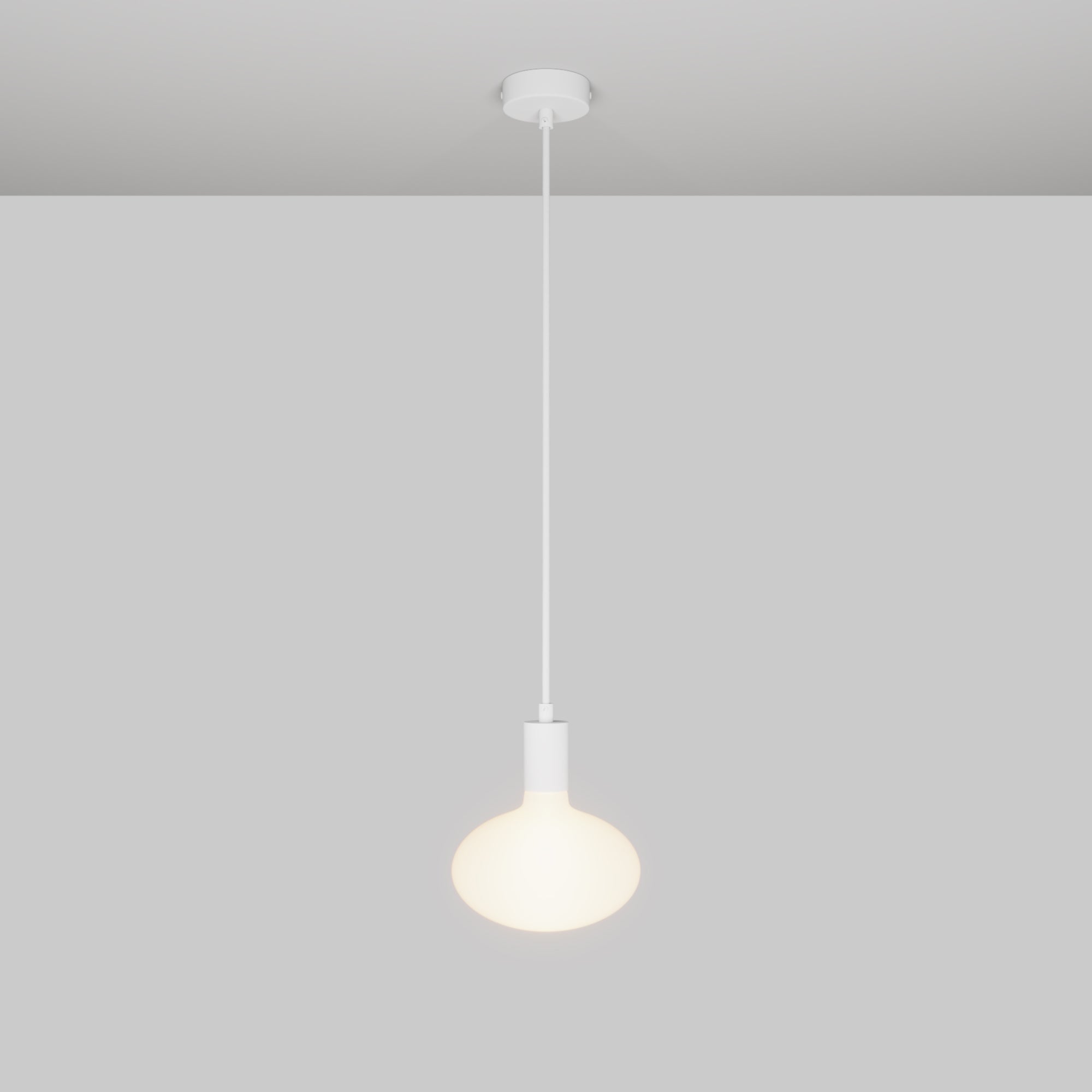 Lampada a sospensione con lampadina LED Ellipse effetto porcellana - Bianco Opaco