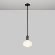 Lampada a sospensione con lampadina LED Ellipse effetto porcellana - Nero Opaco