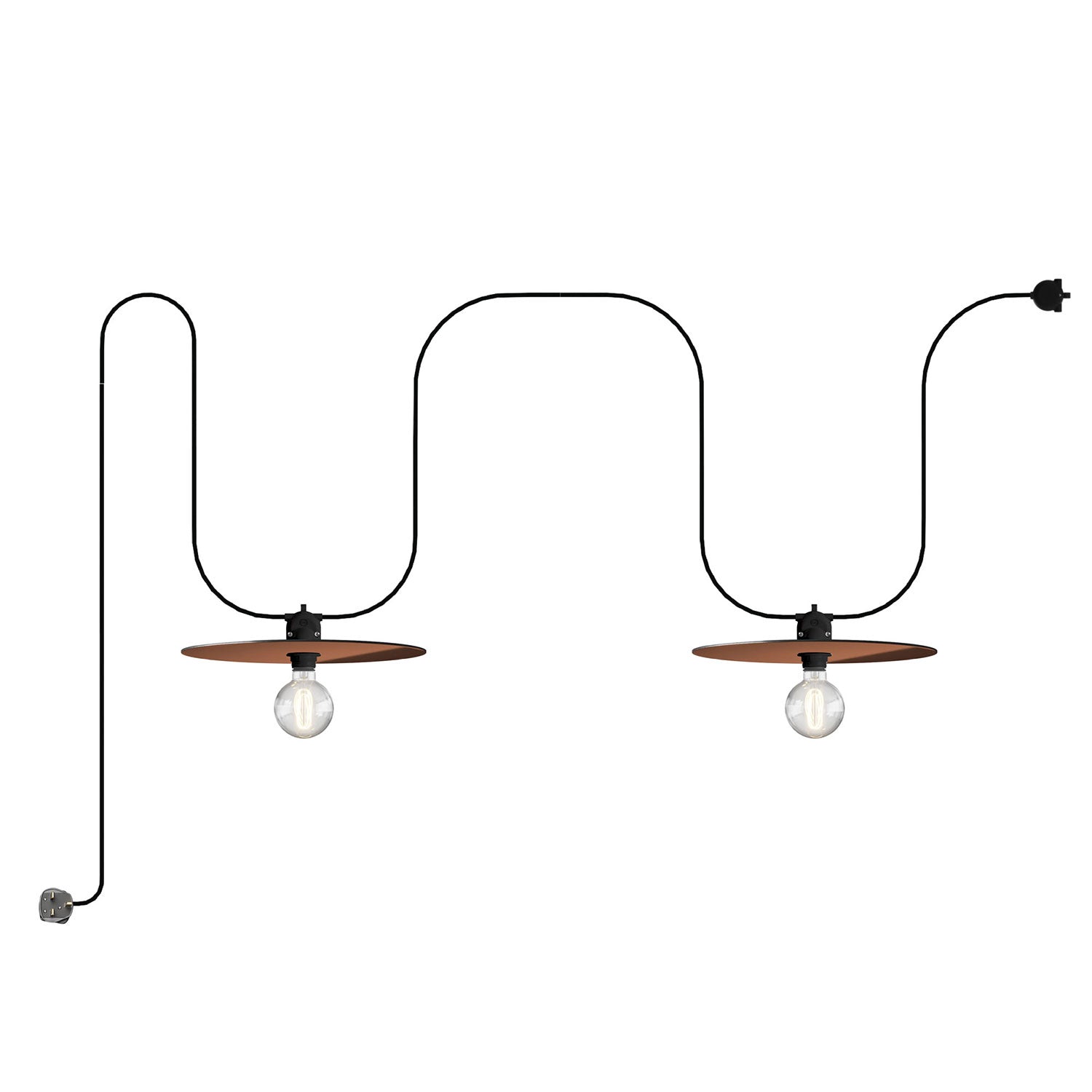 Catenaria Modulair da esterno IP65 portatile con 2 paralumi e spina UK - Rame e Bronzo