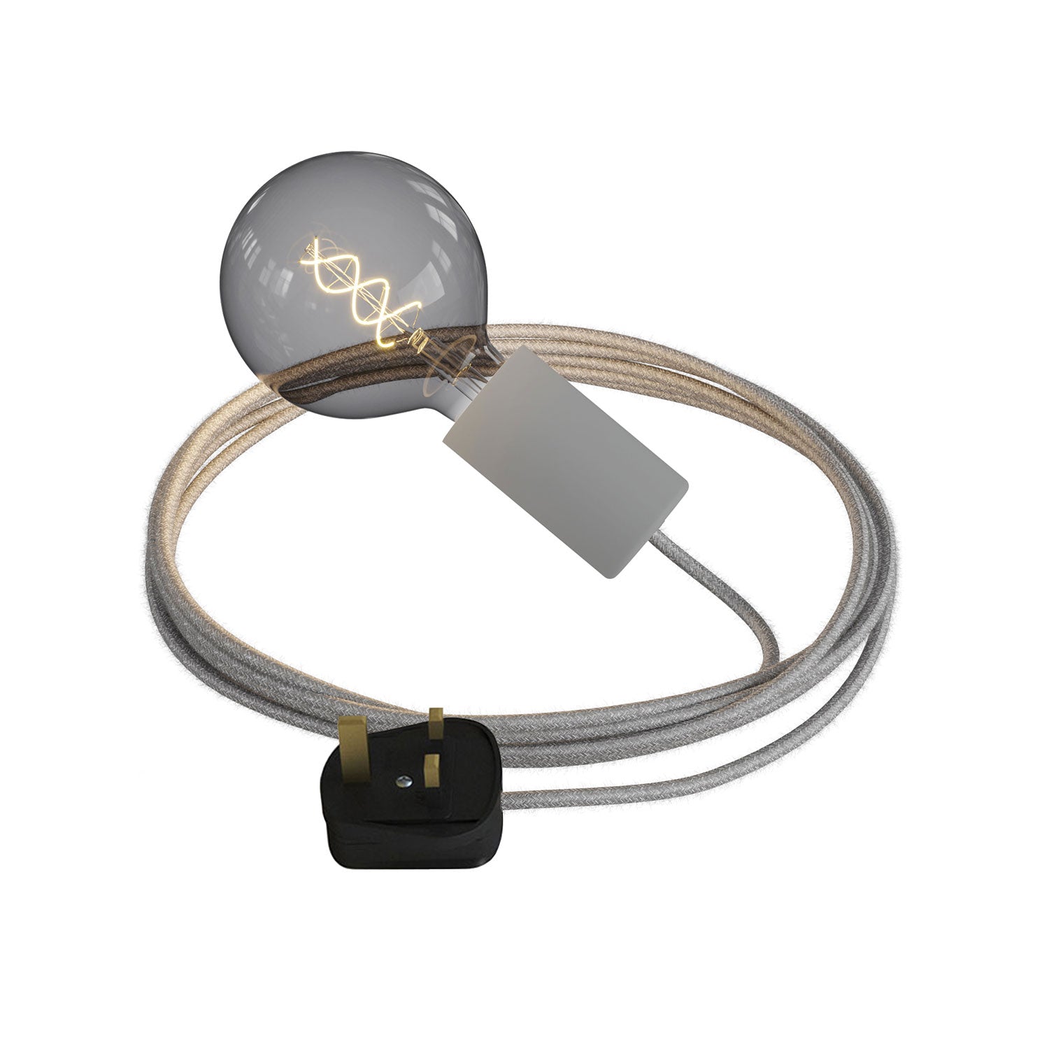 Snake Modulair Elegant, lampada portatile per esterni, 5 m cavo tessile, portalampada IP65 e spina UK - Grigio ghiaccio