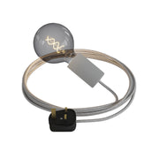 Snake Modulair Elegant, lampada portatile per esterni, 5 m cavo tessile, portalampada IP65 e spina UK - Grigio ghiaccio