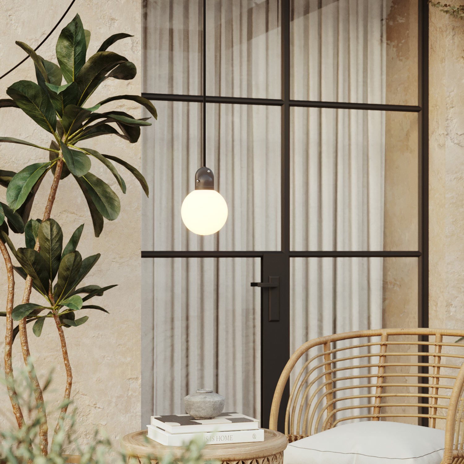 Lampada da esterno Modulair IP65 con spina UK, paralume infrangibile Unbreak-a-Ball e cavo SM04