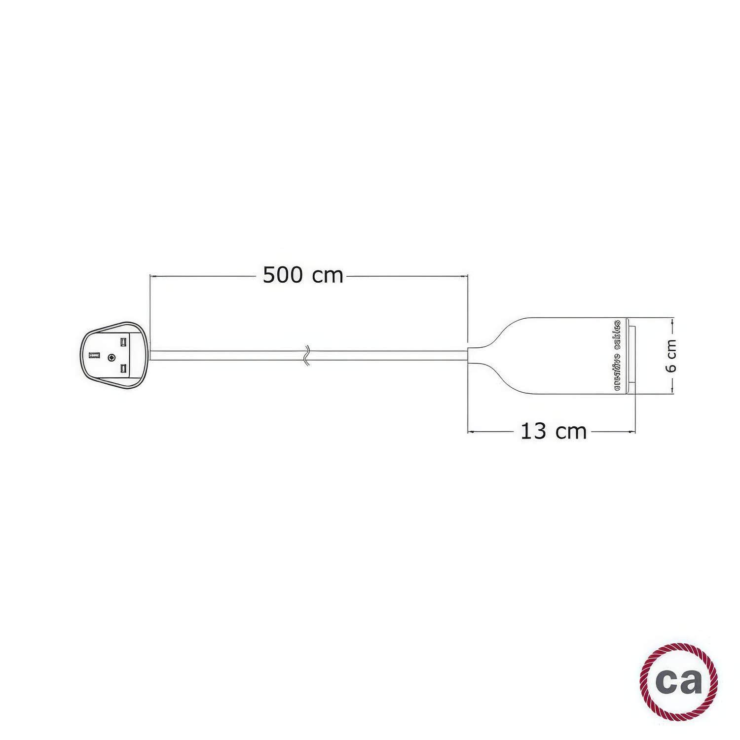 Snake Modulair Pastel, lampada portatile per esterni, 5 m cavo tessile, portalampada IP65 e spina UK - Salmone