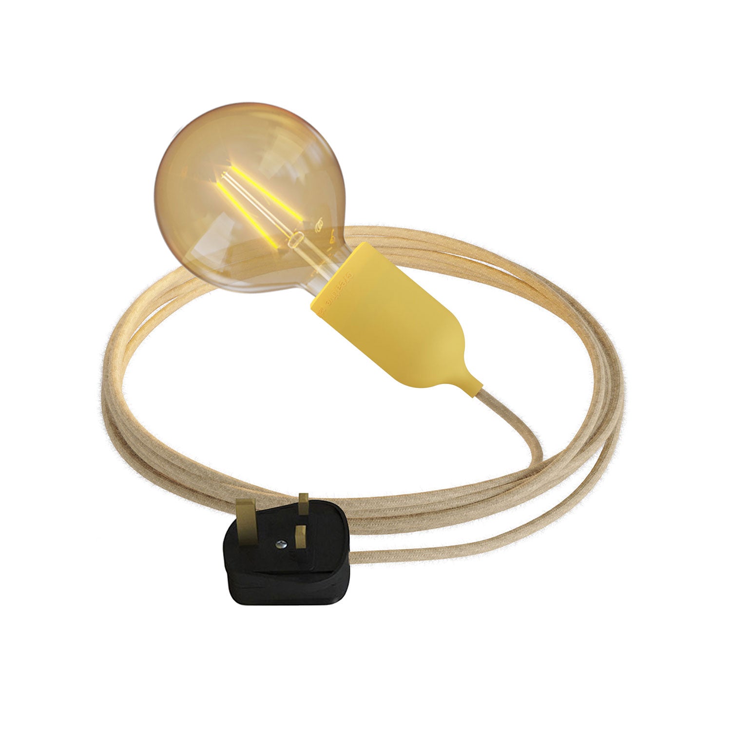 Snake Modulair Pastel, lampada portatile per esterni, 5 m cavo tessile, portalampada IP65 e spina UK - Mostarda
