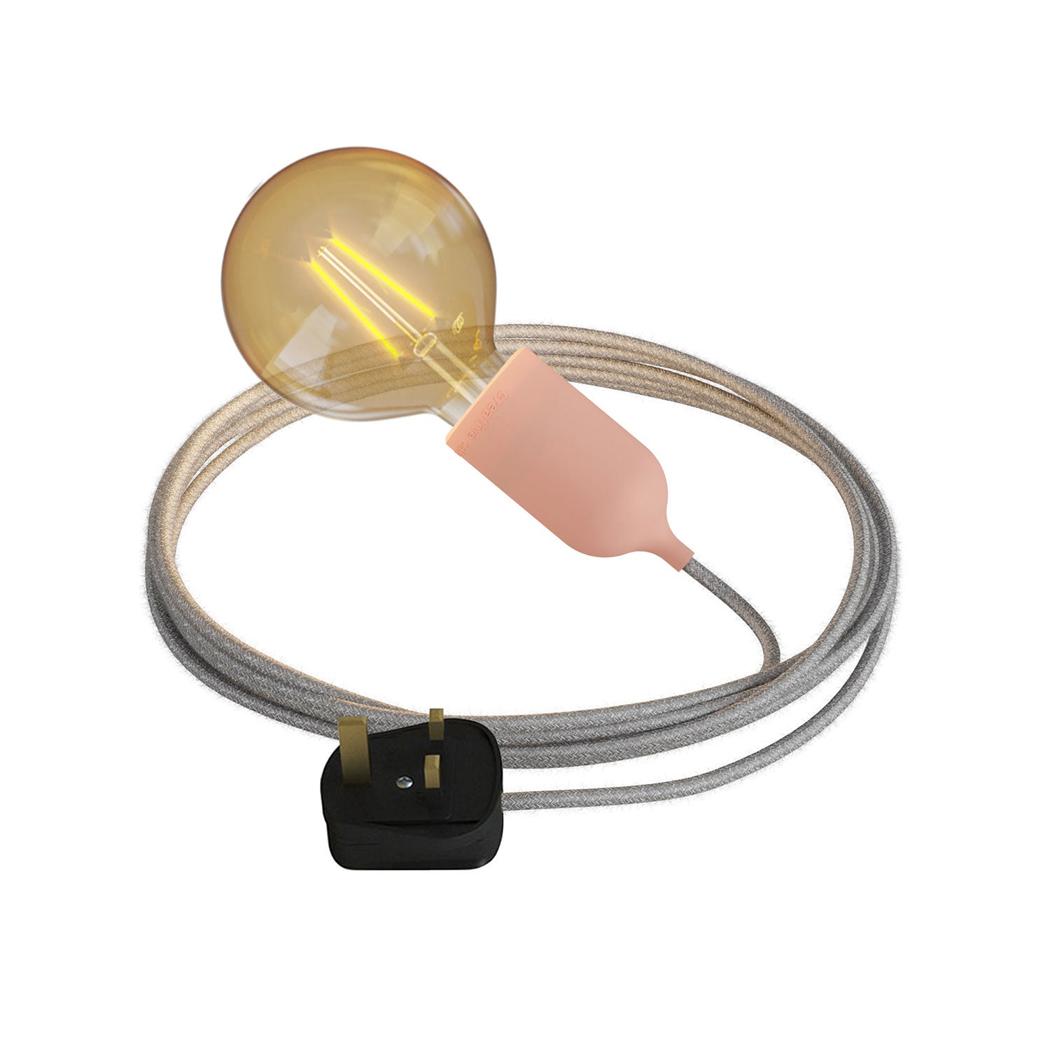 Snake Modulair Pastel, lampada portatile per esterni, 5 m cavo tessile, portalampada IP65 e spina UK - Salmone