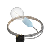 Snake Modulair Pastel, lampada portatile per esterni, 5 m cavo tessile, portalampada IP65 e spina UK - Blu carta da zucchero