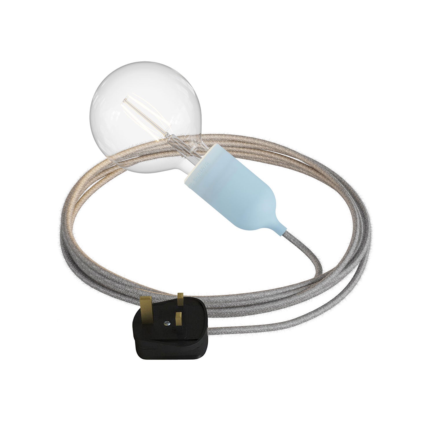 Snake Modulair Pastel, lampada portatile per esterni, 5 m cavo tessile, portalampada IP65 e spina UK - Blu carta da zucchero