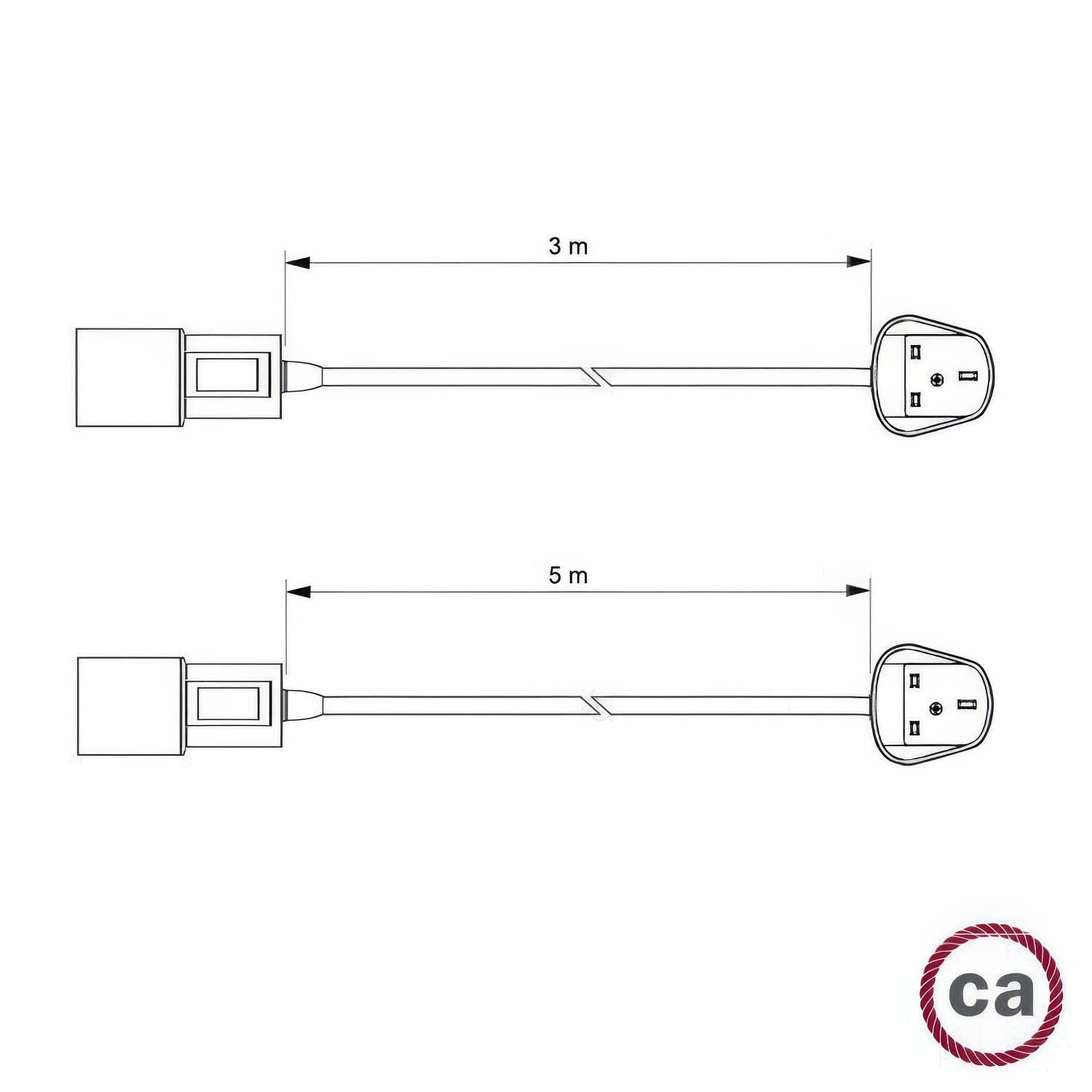 Snake Zig-Zag - Lampada plug-in con cavo in tessuto effetto Zig-Zag RD75 e spina UK
