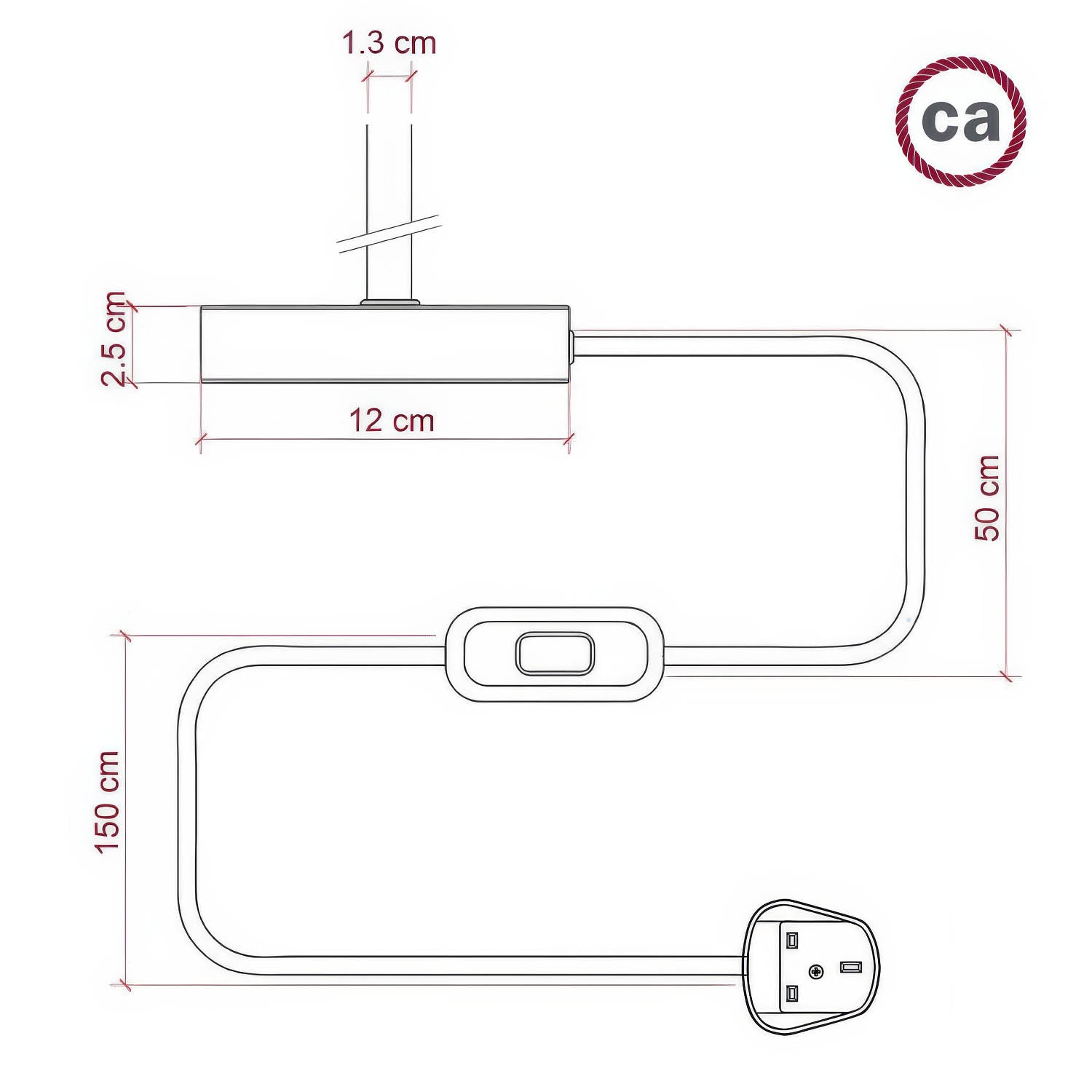 Alzaluce - Lampada da tavolo in metallo e spina UK - Bianco opaco 5 cm