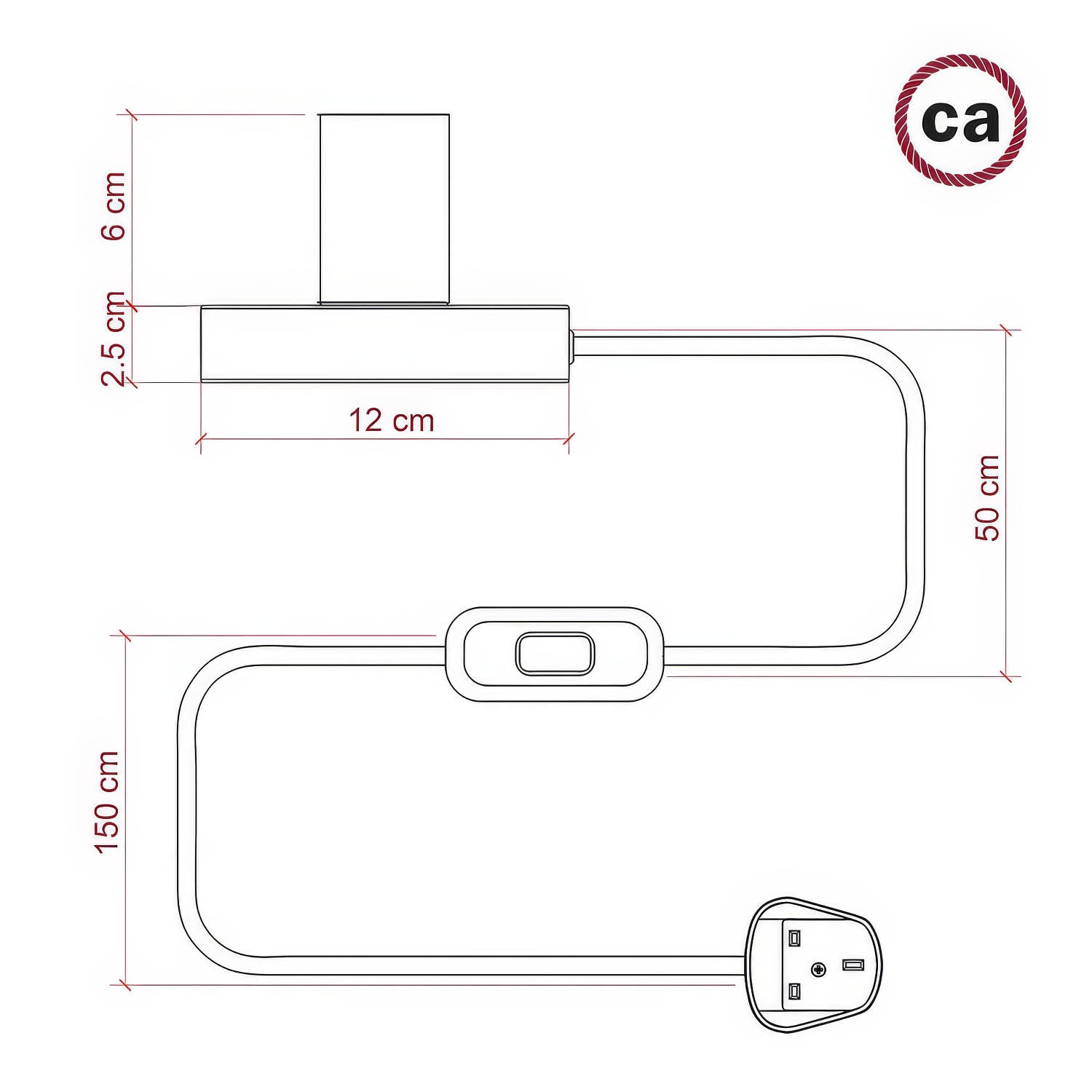 Lampada da tavolo Posaluce Half Cup in metallo e spina UK - Ottone Interruttore