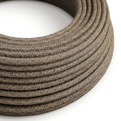 Textilkabel UV-beständig für den Außenbereich, rund, mit Naturleinen ummantelt, Braun SN04 – kompatibel mit Eiva Outdoor IP65