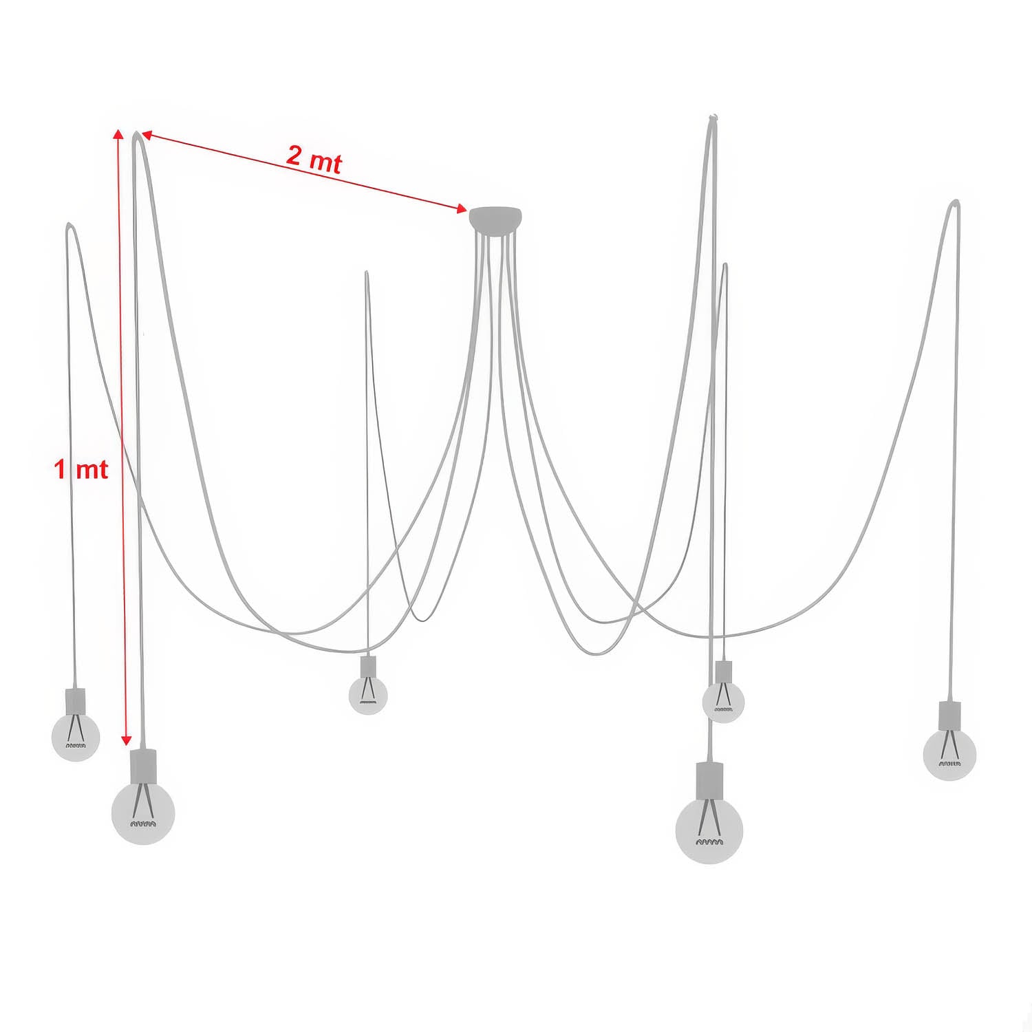 Lampada a sospensione multipla a 6 cadute con finiture in ceramica colorata - Avorio