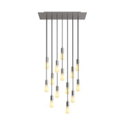 Lampada a sospensione a 14 cadute con XXL Rose-One rettangolare 675 mm con finiture in metallo - Acciaio satinato