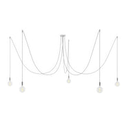 Spider - Lampada a sospensione multipla a 5 cadute con finiture in metallo - Cromo