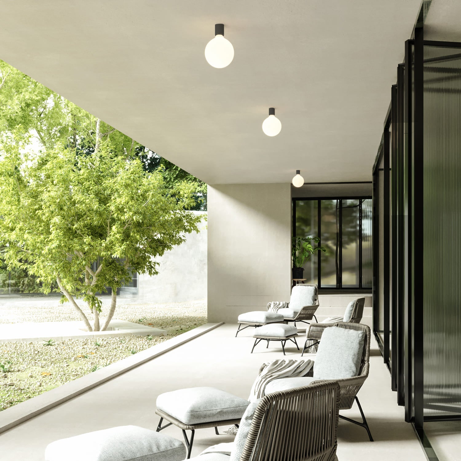 Applique Nera con lampadina a bulbo effetto porcellana - Waterproof IP44 - IO - Creative Cables