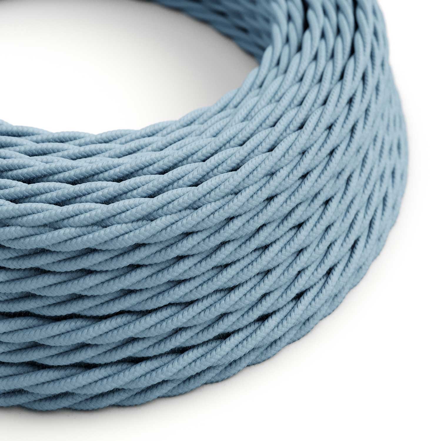 Baby Blue Cotton covered Twisted electric cable - TC53