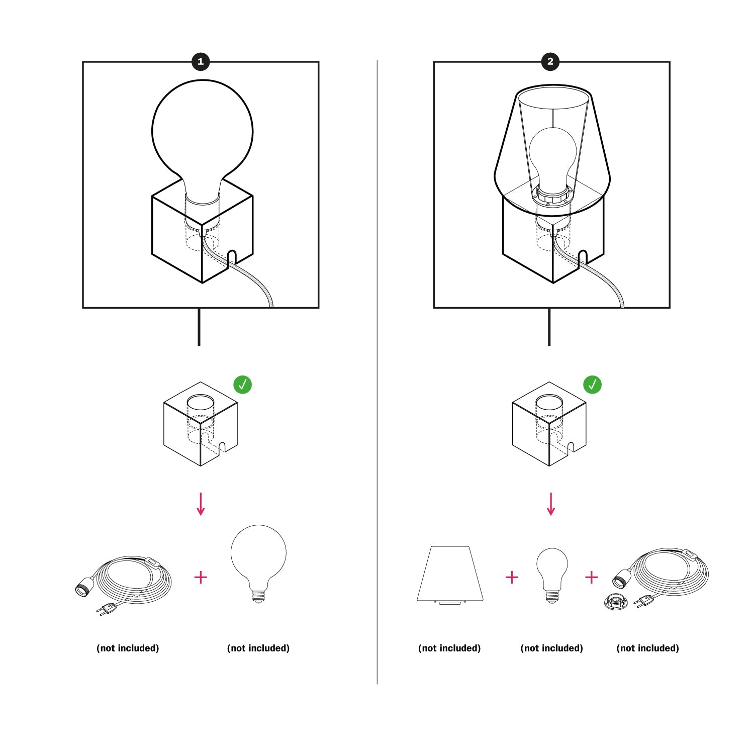 Base lampada in legno - Cubo - Creative Cables