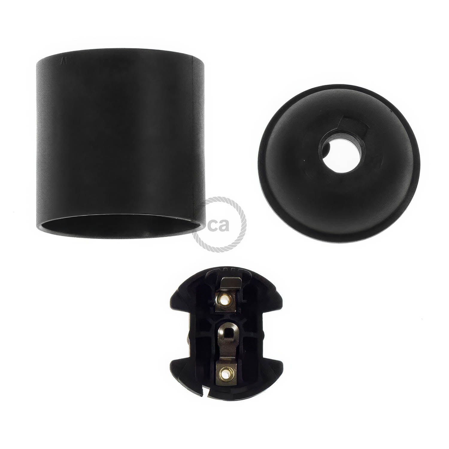 Black Phenolic Bakelite Light Socket - E26 UL Listed Lamp Part with ground