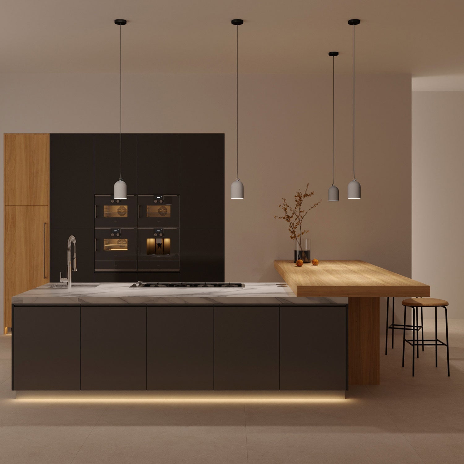 Campana Mini, paralume XS in ceramica per sospensione - Made in Italy - Effetto cemento