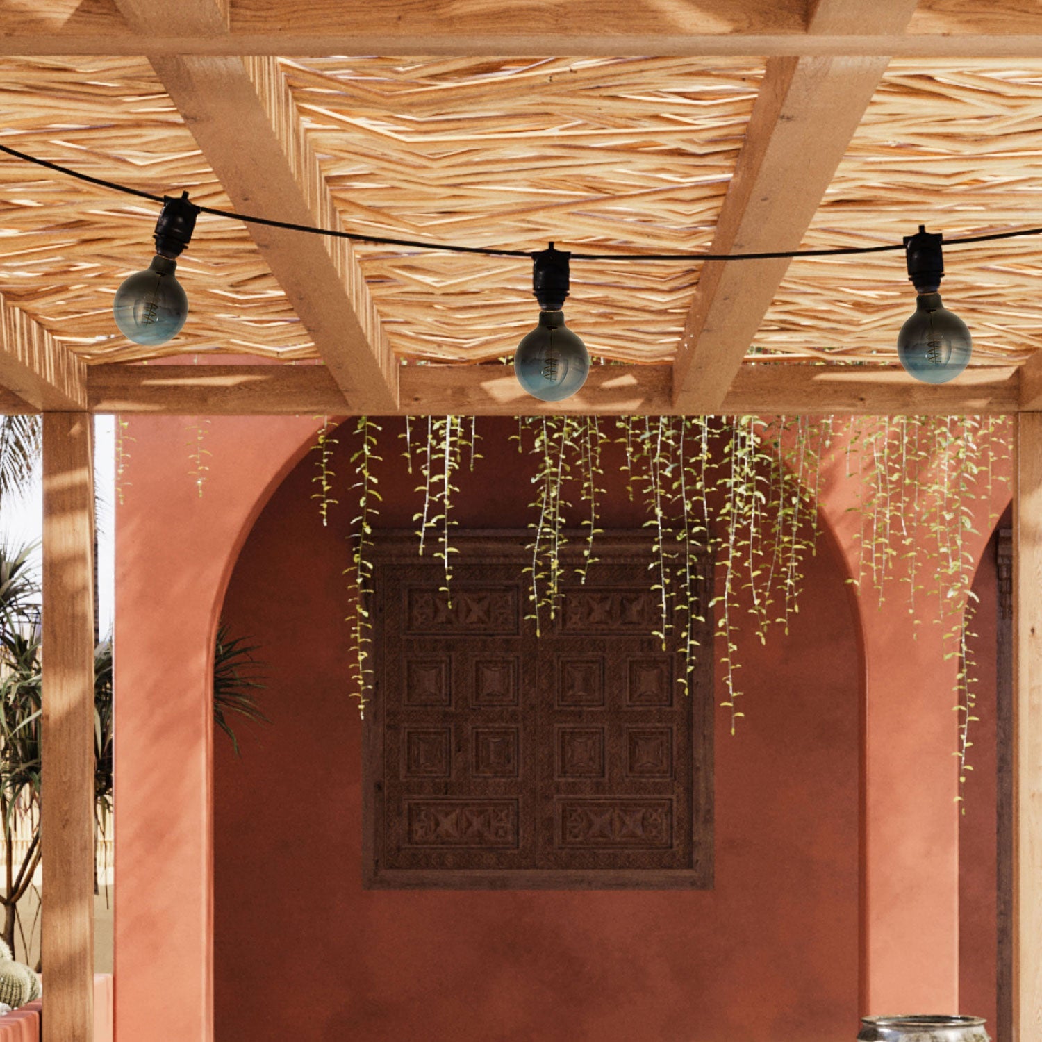 Catenaria Modulair da esterno IP65 con 3 luci e rosone - Nero