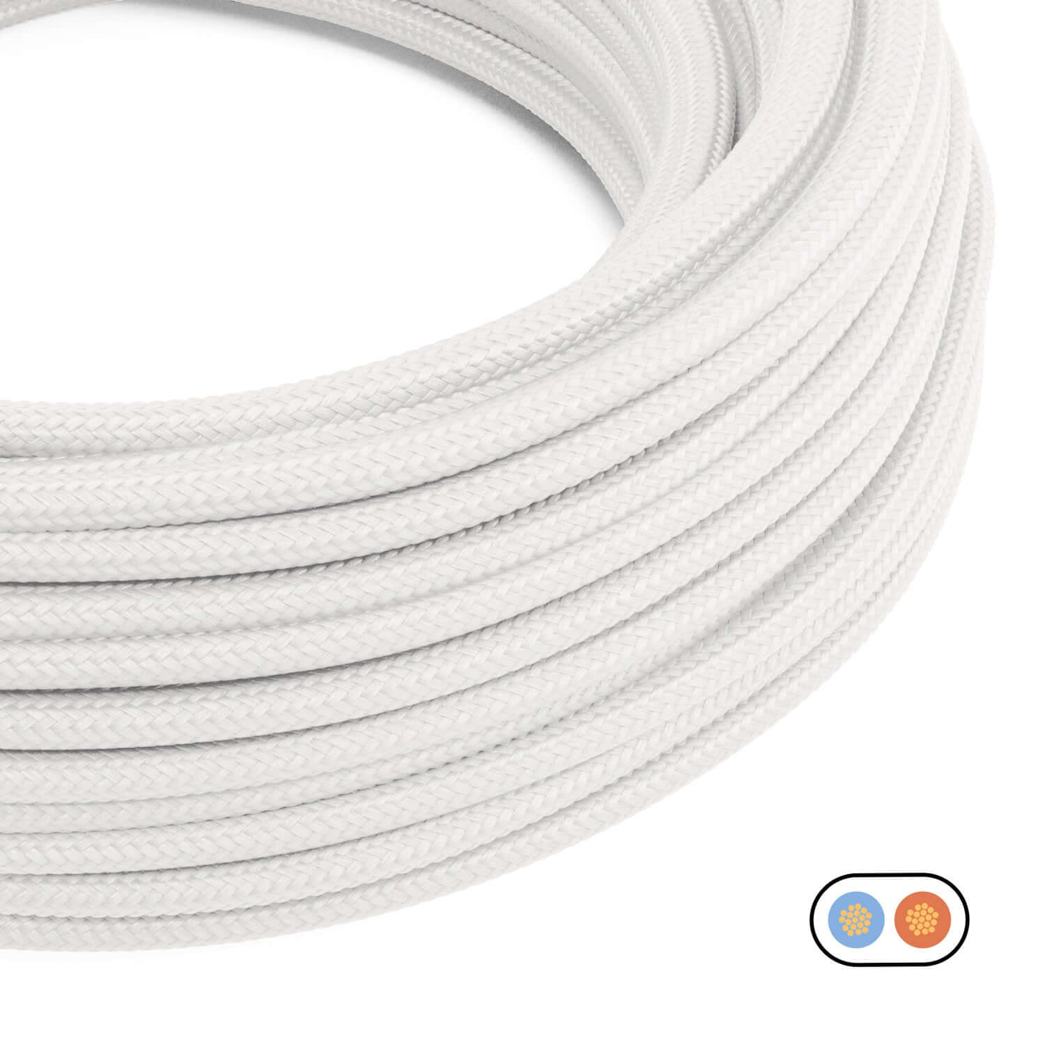 Cavo elettrico tessile piatto Bianco Ottico lucido - PM01