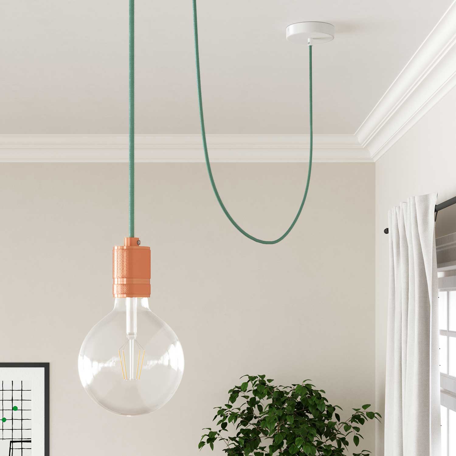 Cavo tessile per illuminazione in cotone Latte Menta - L'Originale Creative Cables, per lampade uniche - RC34