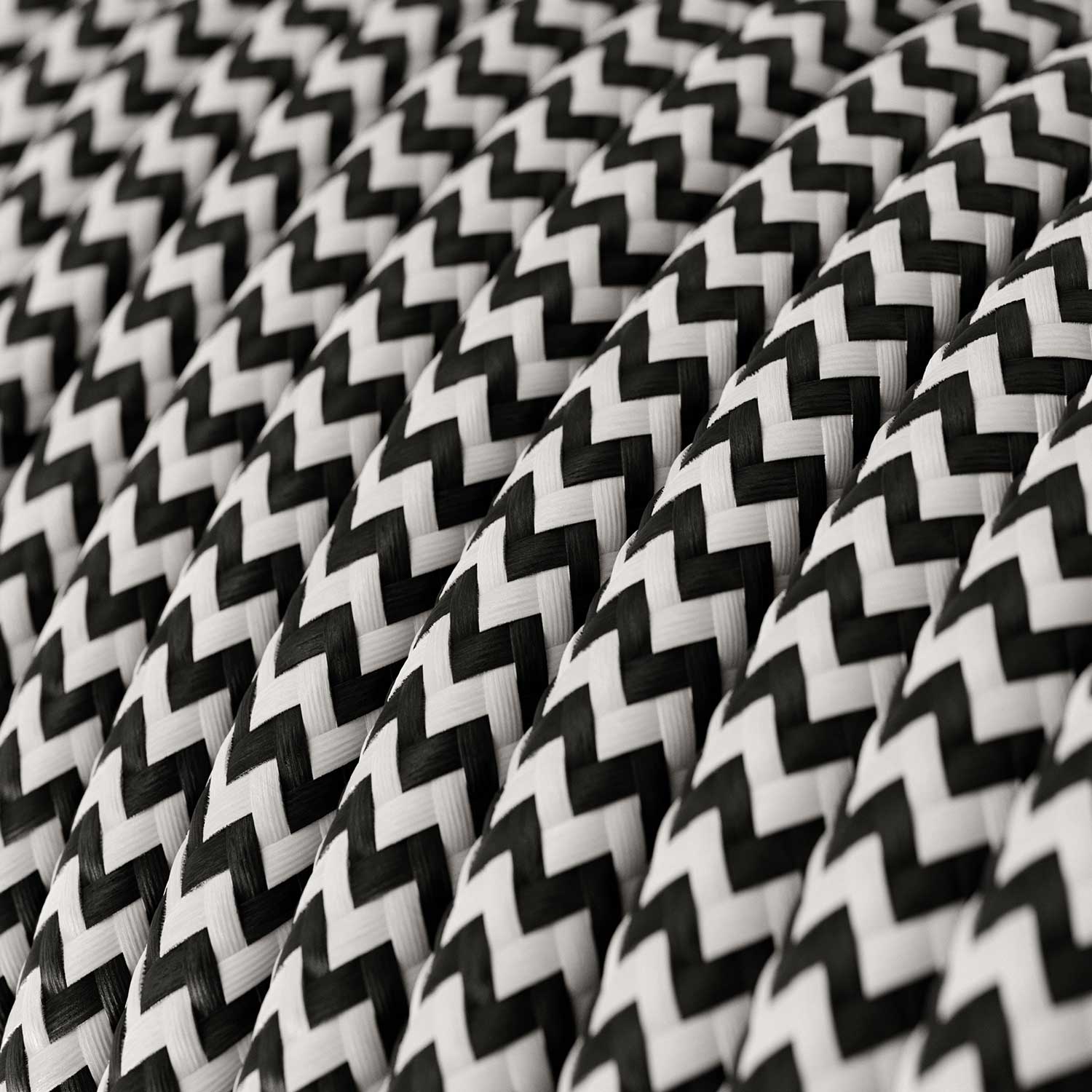Cloth Covered Wire - Black & White Chevron RZ04 - UL Listed