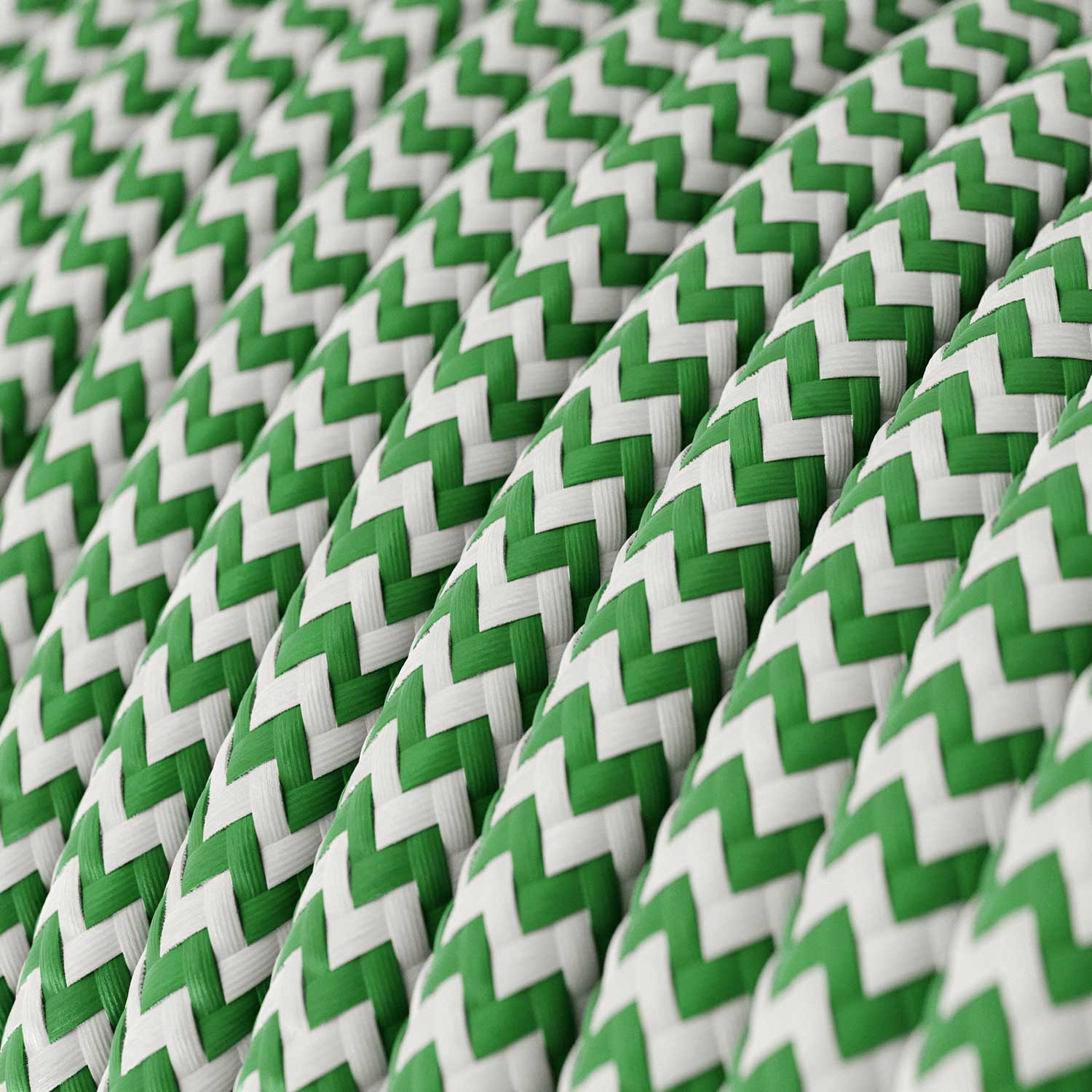 Cloth Covered Wire - Green & White Chevron RZ06 - UL Listed