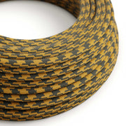 Cloth Covered Wire - Mustard & Gray Cotton Houndstooth RP27 - UL Listed