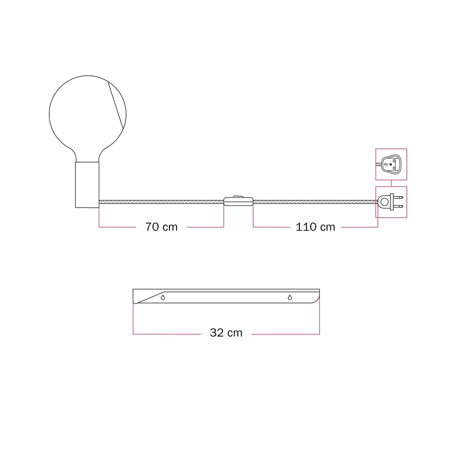 Combo Camo - Lampada con mensola e spina UK - Arancione