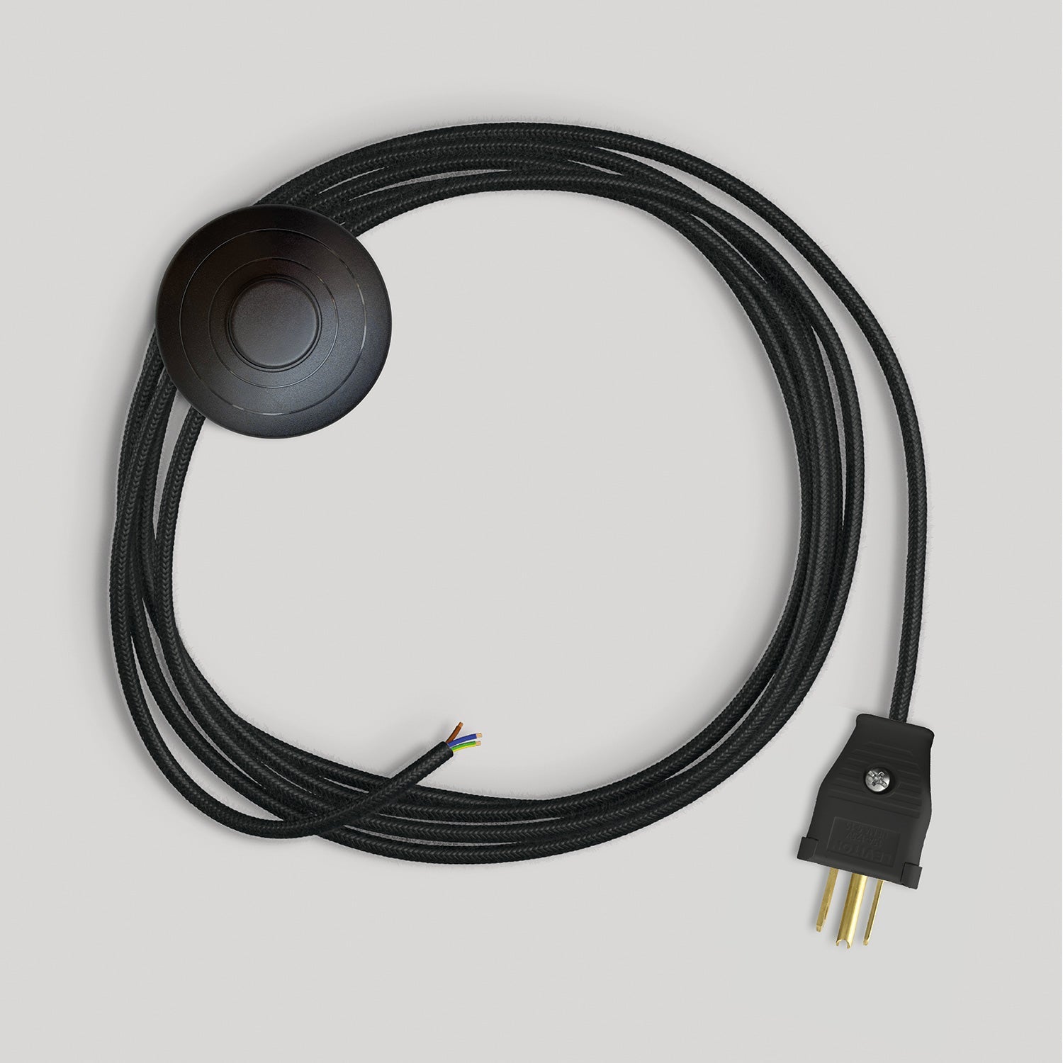 Cordset for lamp with black cable 10 ft Nero