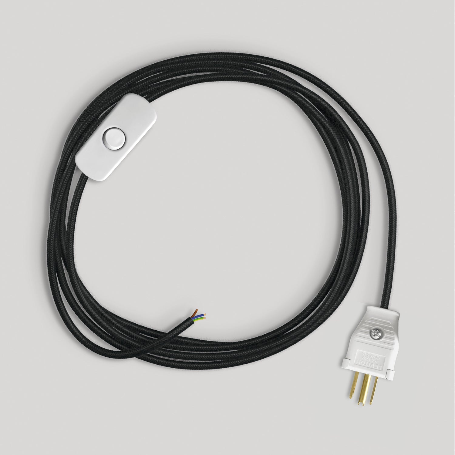 Cordset for lamp with black cable 6 ft Bianco