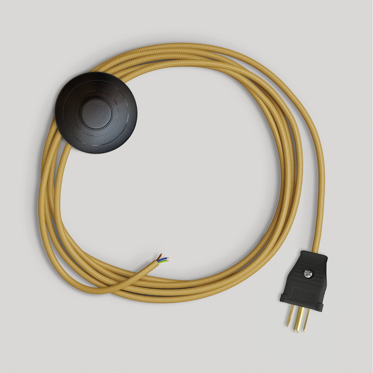 Cordset for lamp with bright mustard cable 10 ft Nero