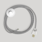 Cordset for lamp with grey linen cable 10 ft Bianco