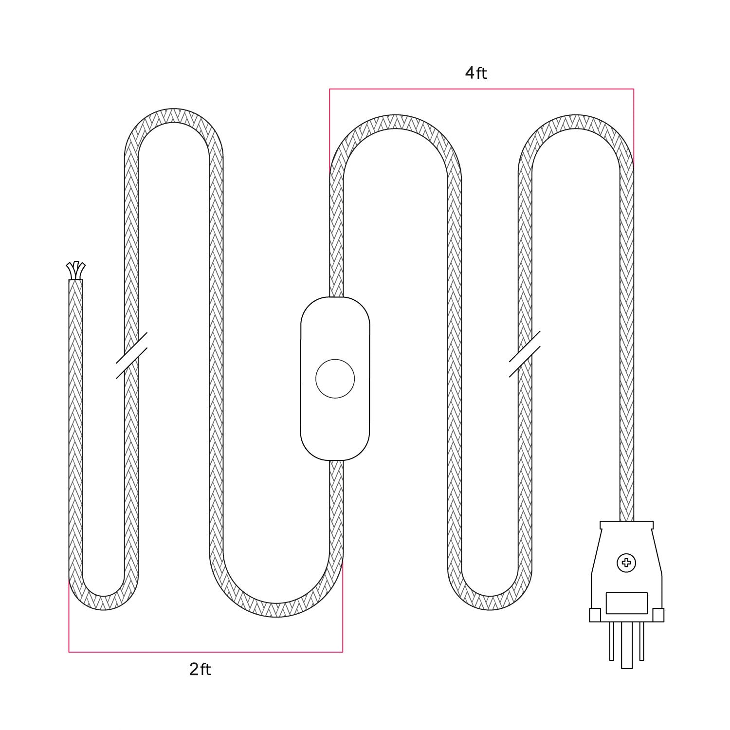 Cordset for lamp with white cable 6 ft Bianco