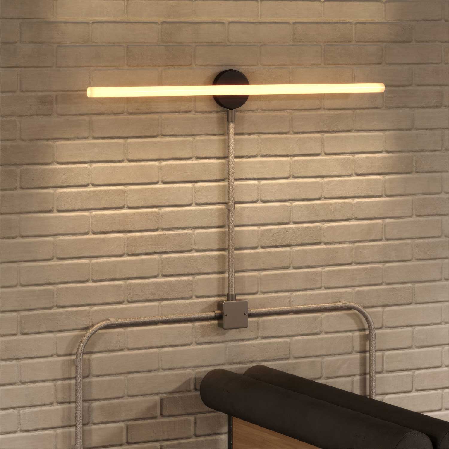 Creative-Tube flexible conduit, Grey Natural Linen RN02 fabric covering, 20 mm diameter