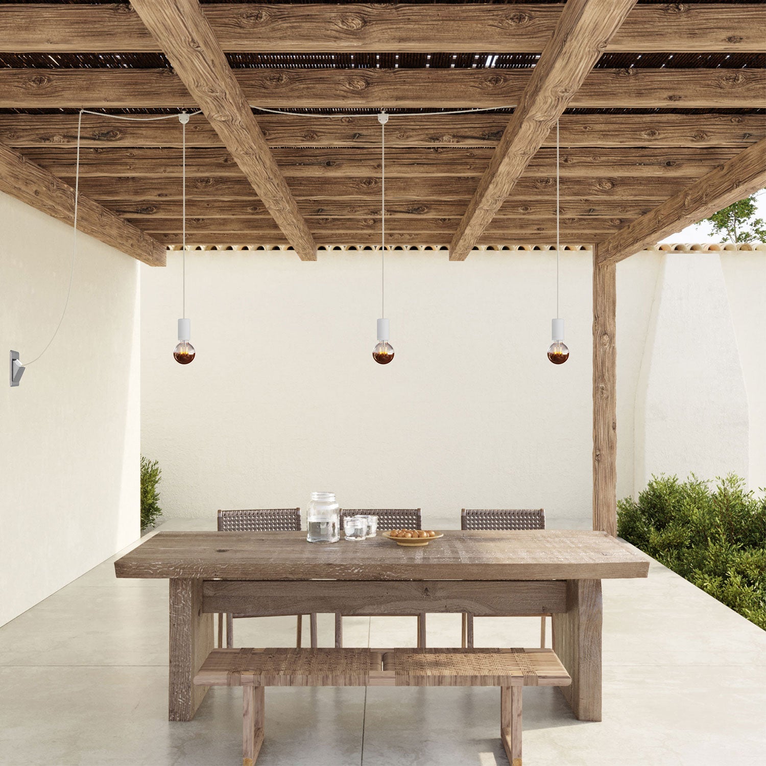 E-Snake Modulair Lampada da esterno IP65 portatile a 3 luci con spina UK - Bianco