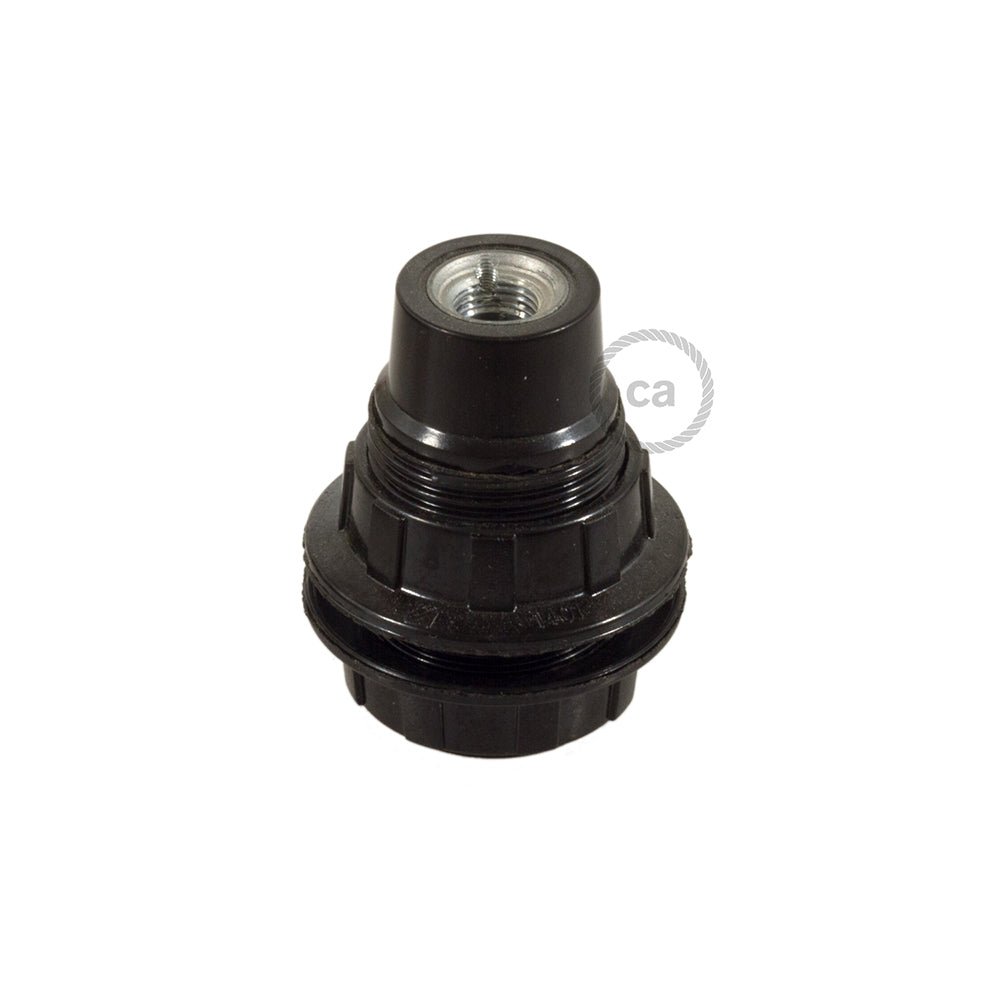 E12 UL Painted Double Ferrule Phenolic Bakelite Light Socket - Black