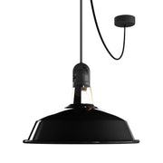 EIVA Outdoor pendant lamp with lampshade, textile cable, decentralizer, canopy and socket for wet locations - Black
