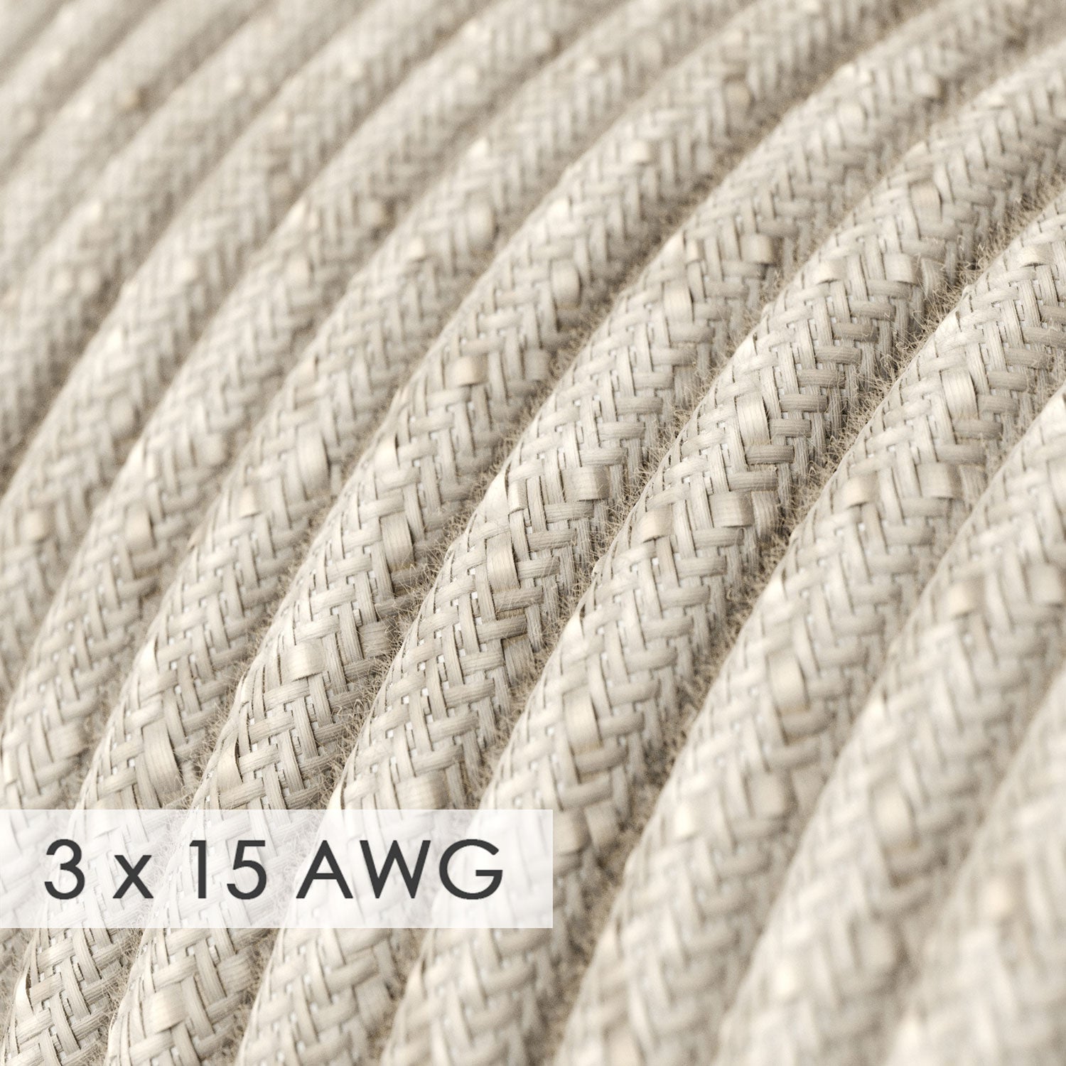 Extension Cord - Round Natural Linen RN01 - 15/3 AWG