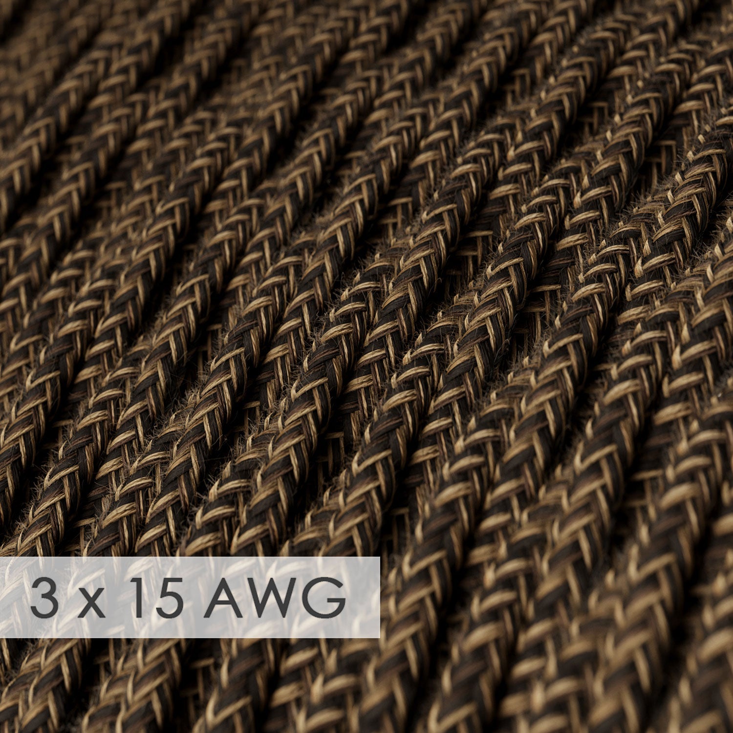 Extension Cord - Twisted Brown Linen TN04 - 15/3 AWG
