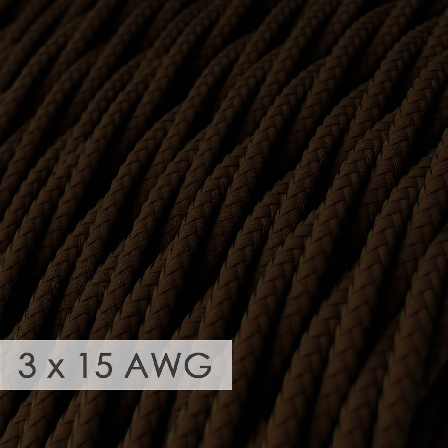 Extension Cord - Twisted Brown Rayon TM13 - 15/3 AWG